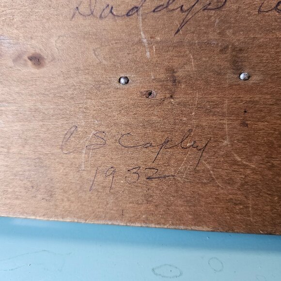 Vintage 30s Handmade Signed Hunting Dog Wooden Primitive Wall Hanging Tie Rack - Picture 5 of 5